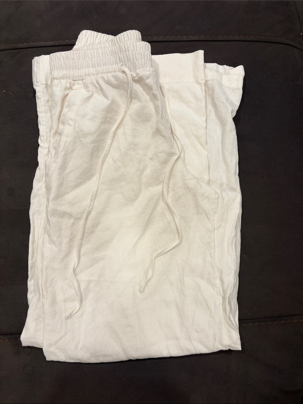 a new day White Wide-Leg Drawstring linen Pants